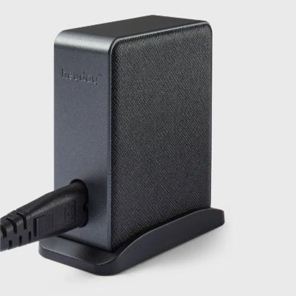 6-Port Charging Hub Vertical 2C + 4A - heyday Black Saffiano